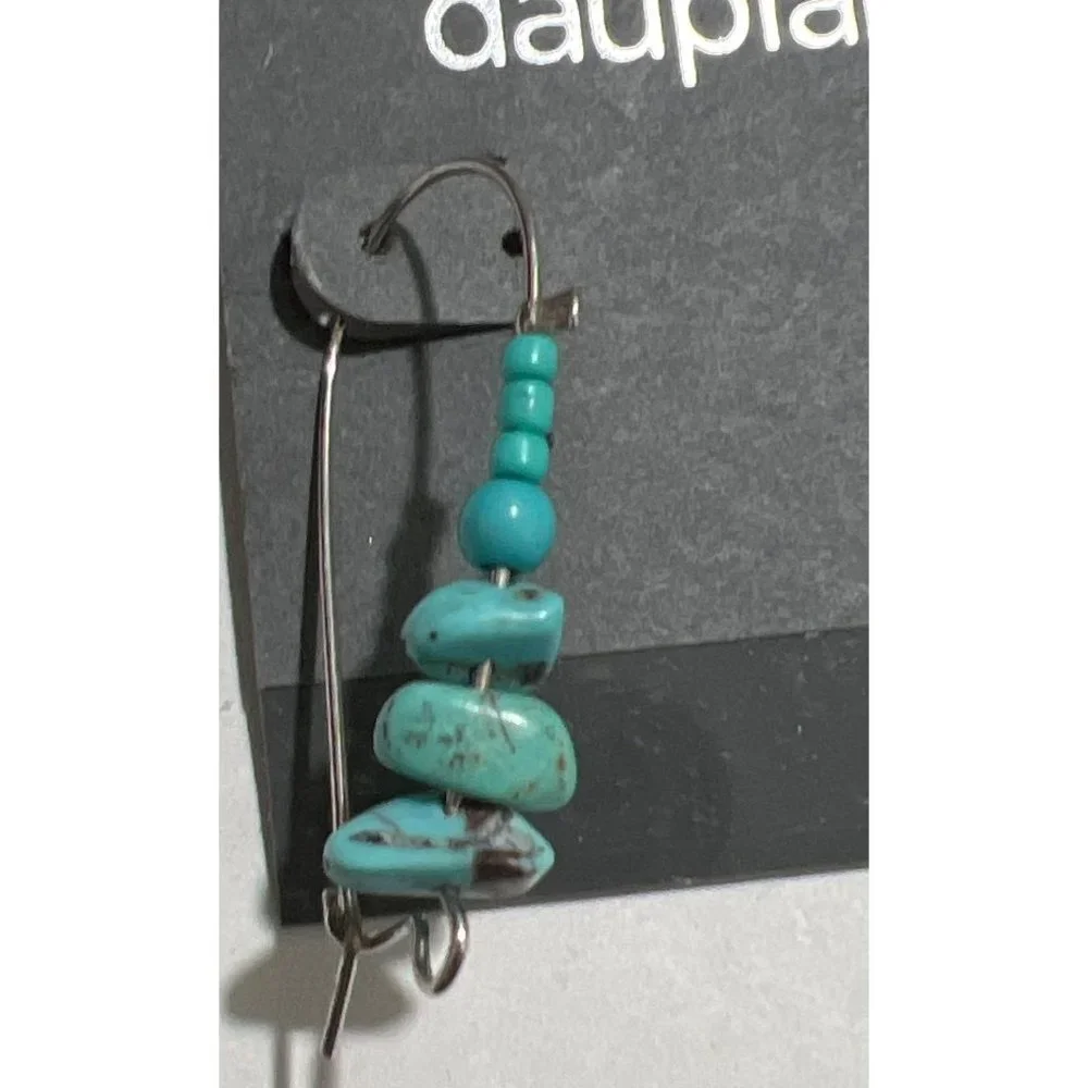Carol Dauplaise Turquoise And Silver Dangle Earrings
